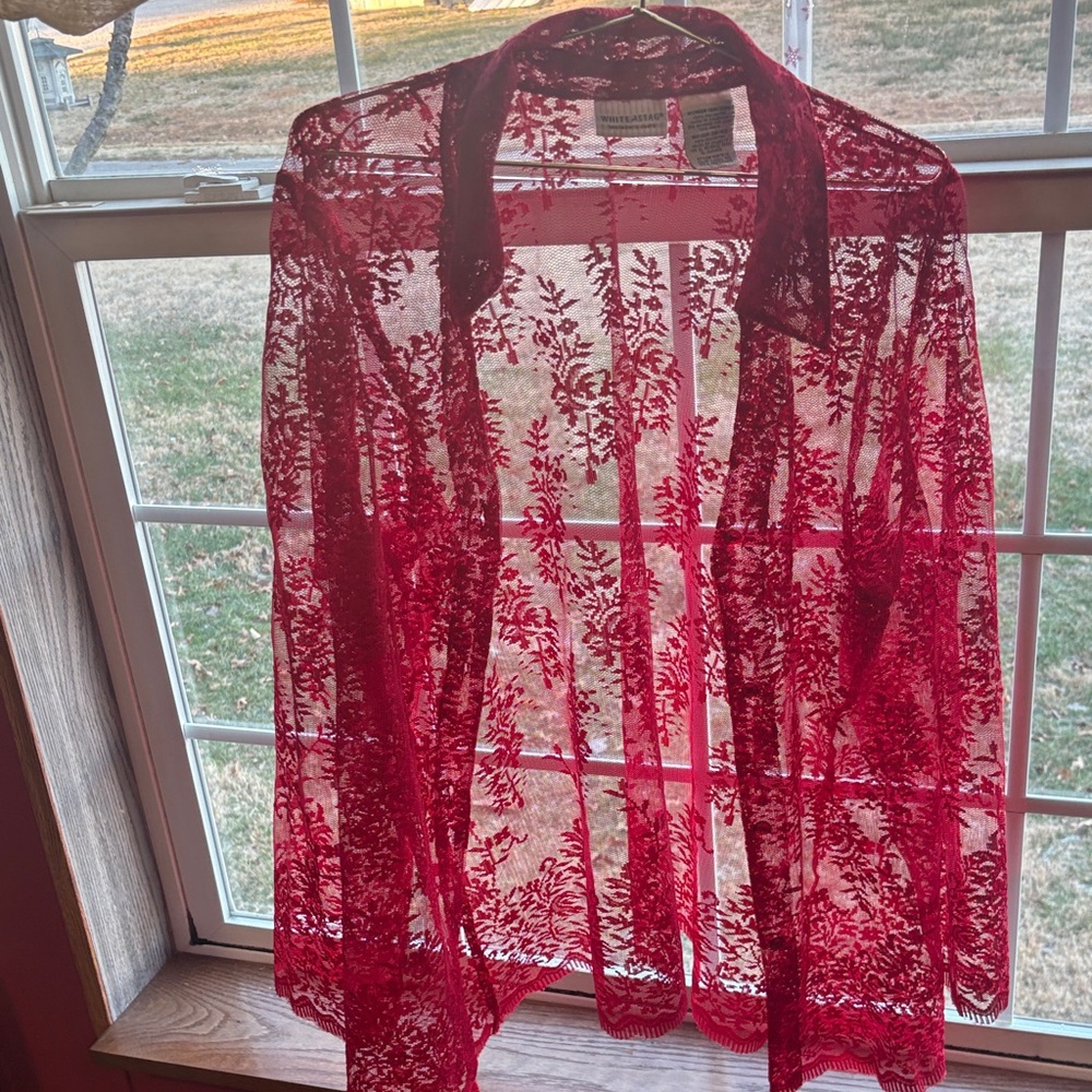 White Stag Red Lace Blouse